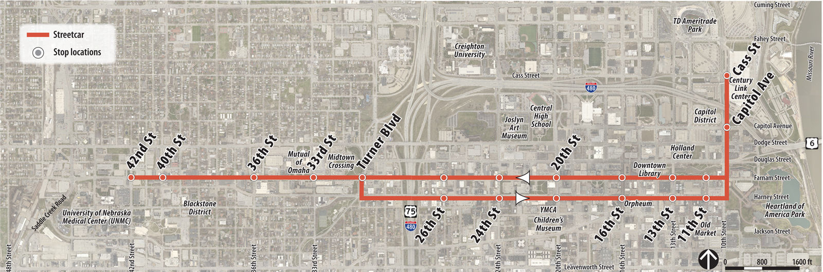 March 2018 proposed streetcar map